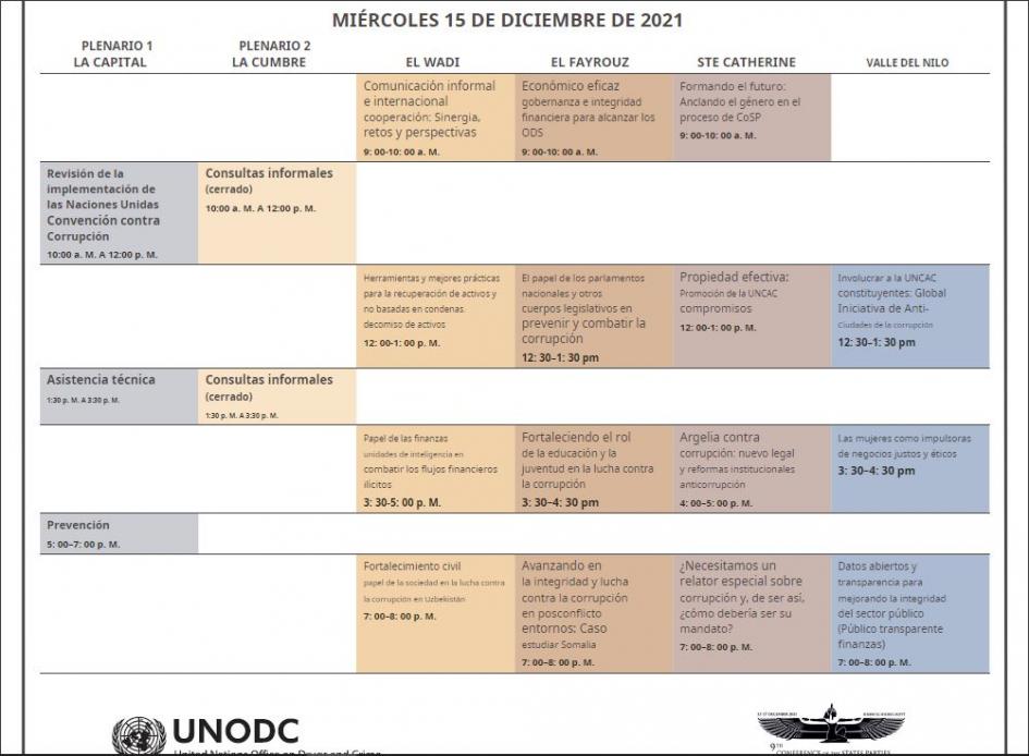 Programa del día 15 de diciembre