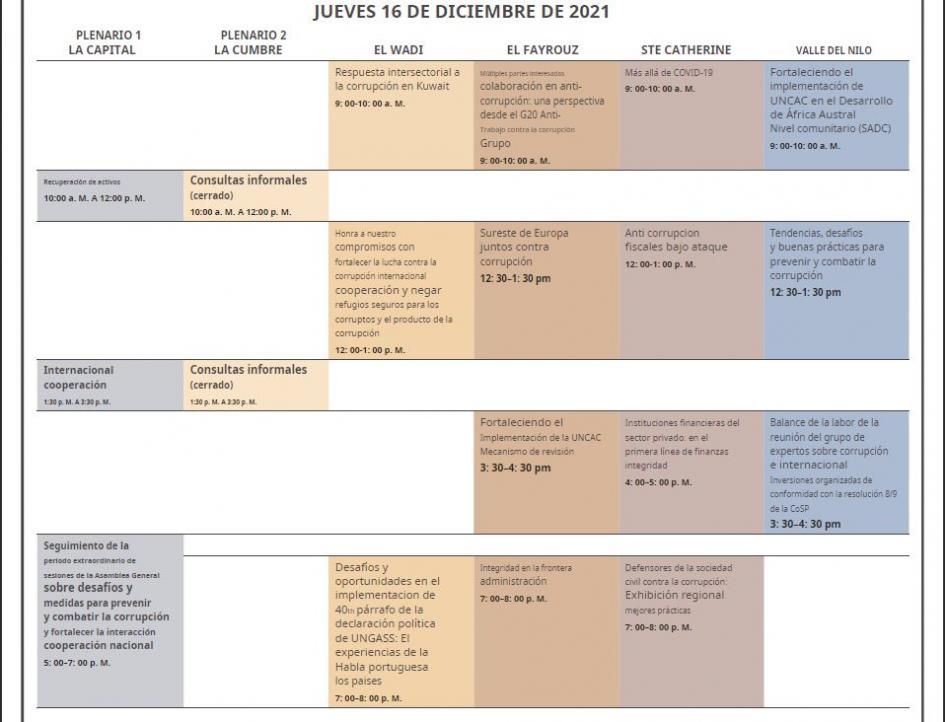 Programa del día 16 de diciembre