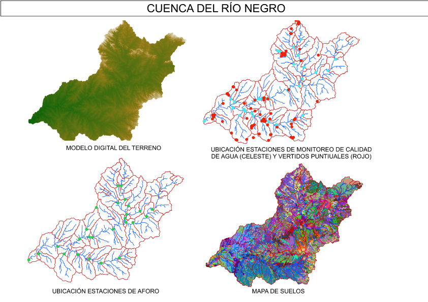  FiguraEjemplo de información georeferenciada utilizada para la construcción de modelos de calidad de agua en cuenca del Río Negro