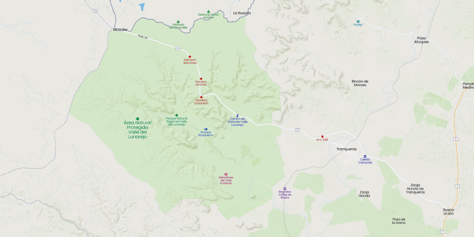 mapa del area protegida valle del lunarejo