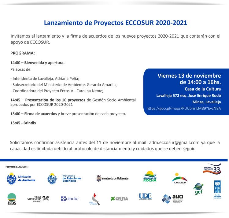 Invitación Lanzamientos Proyectos ECCOSUR 2020-2021