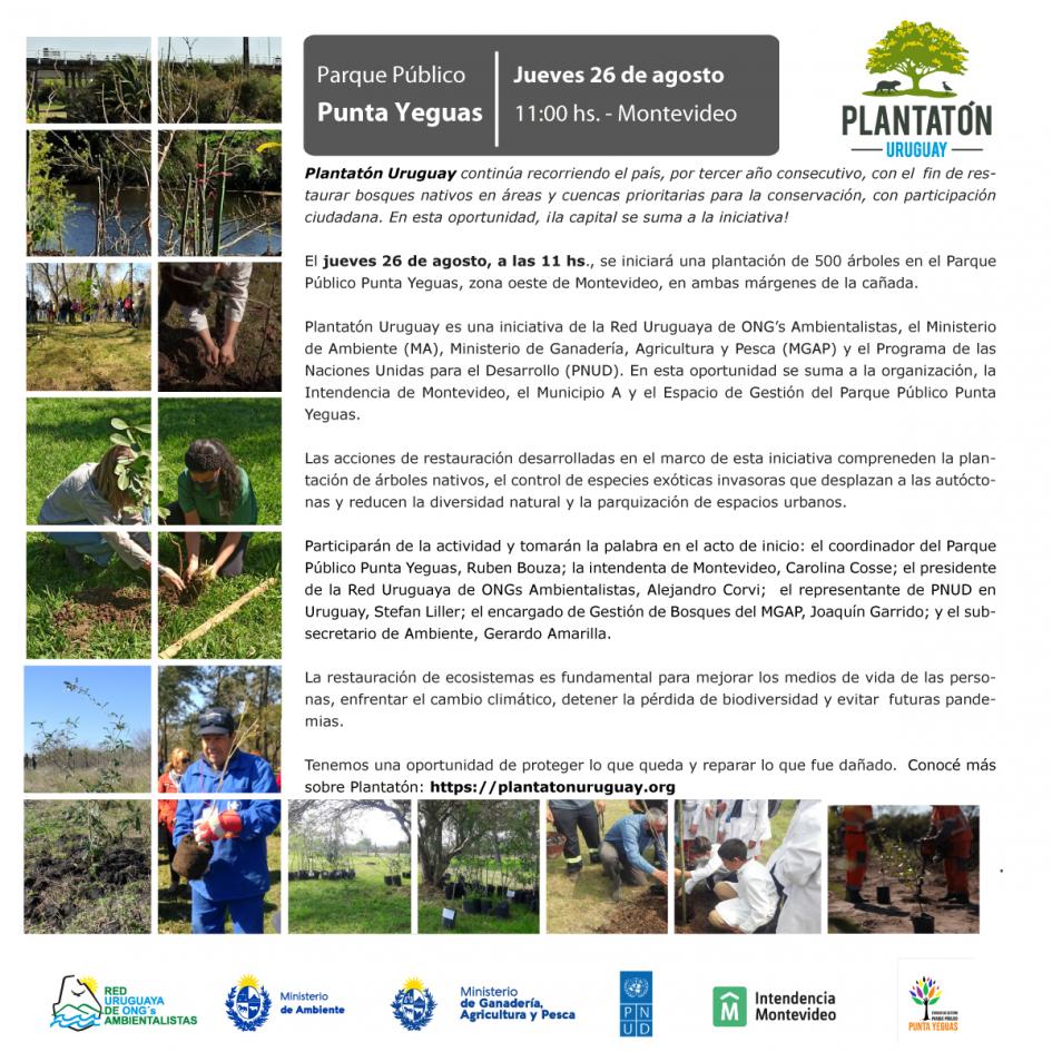 Invitación Plantatón Punta Yeguas, Montevideo (26/08/2021)