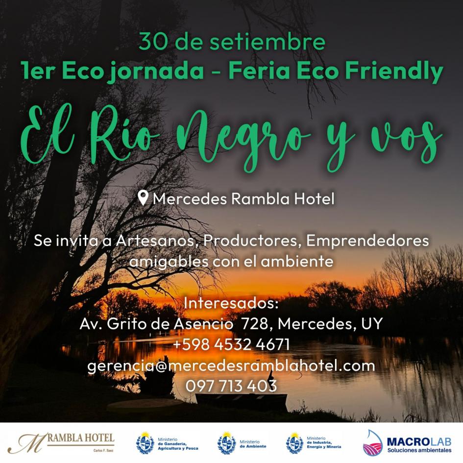 Flyer de la 1era Ecojornada el 30 de setiembre en Hotel Mercedes Rambla
