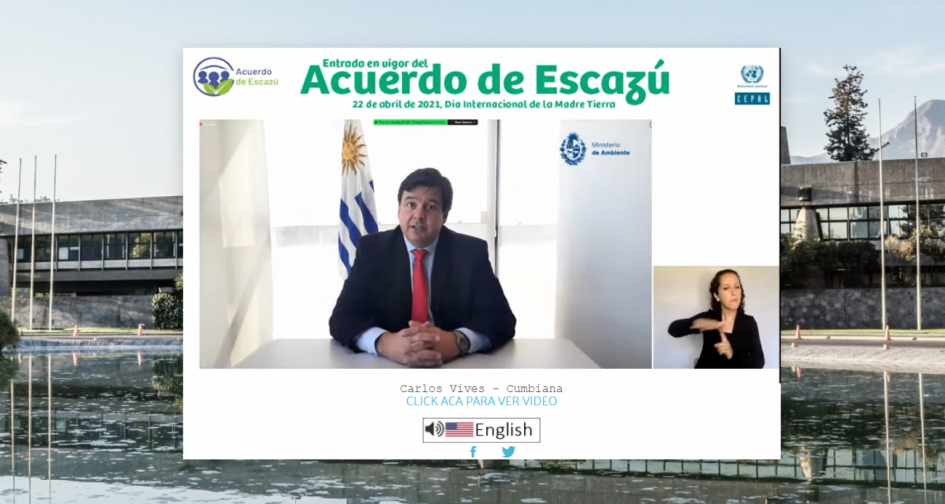 Ministro participa de entrada en vigor Acuerdo de Escazú Adrián Peña