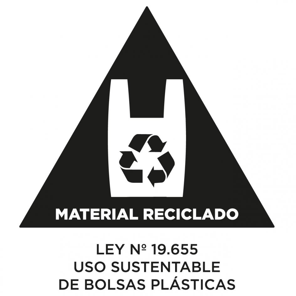 Sello distintivo de la certificación de bolsas hechas con material reciclado