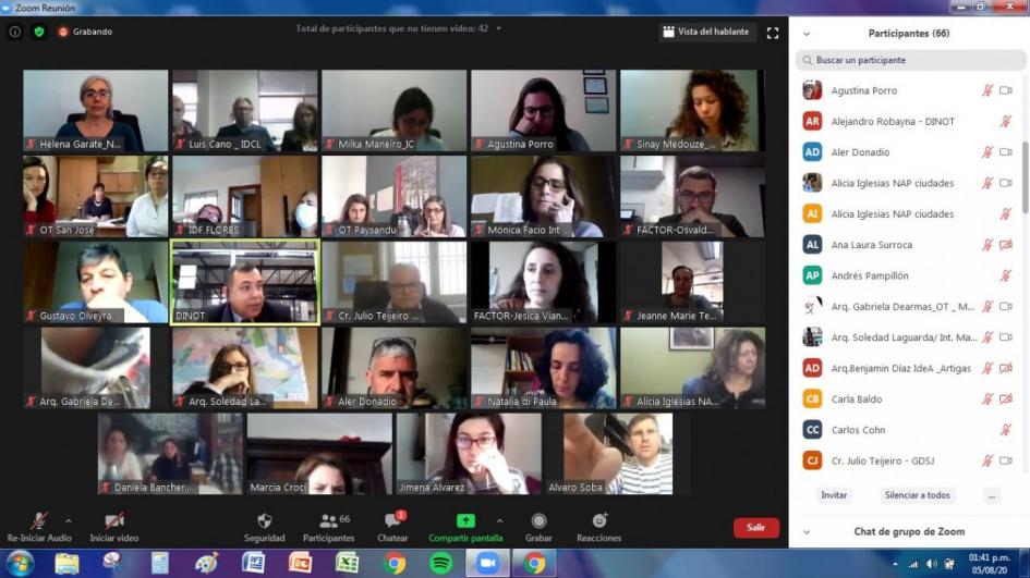 Captura pantalla de los participantes del taller NAP Ciudades realizado virtualmente