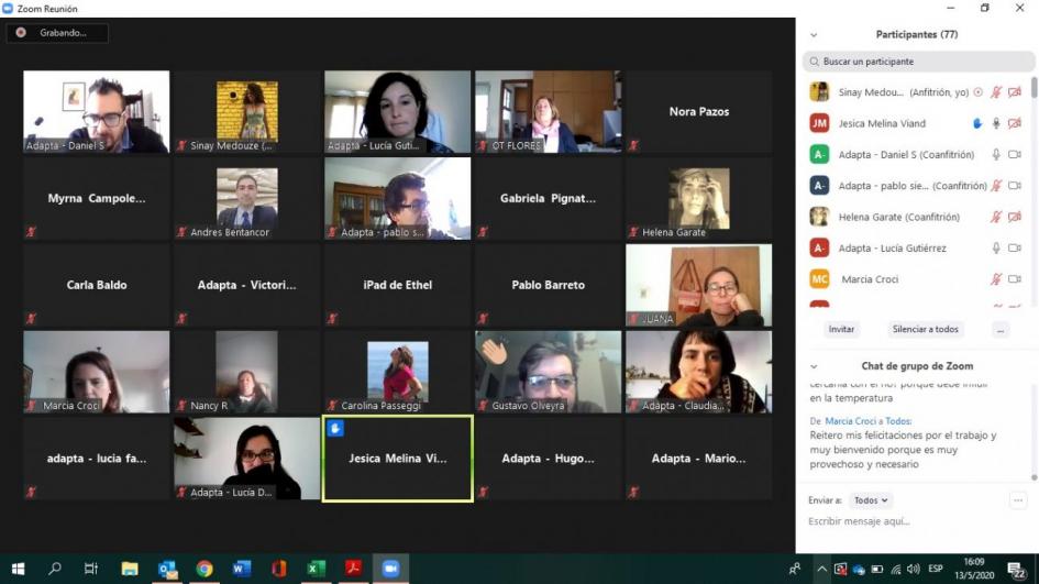 Presentación Adapta Fadu Impresión de pantalla de encuentro virtual