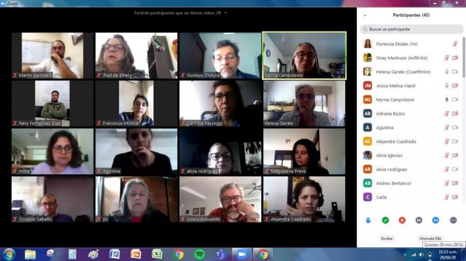 Talleres virtuales Impresión de pantalla de encuentro a través de la plataforma zoom