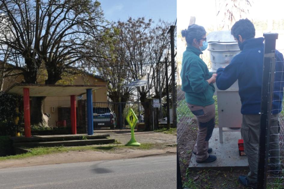 Instalación de equipo de medición de calidad del aire en Villa Olmos (Pando)