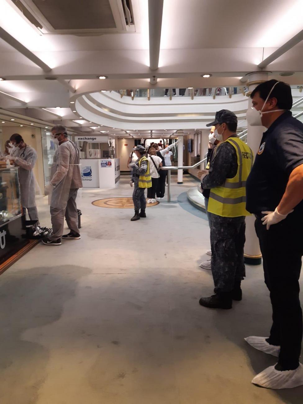 personal de Prefectura en control de seguridad y sanitario