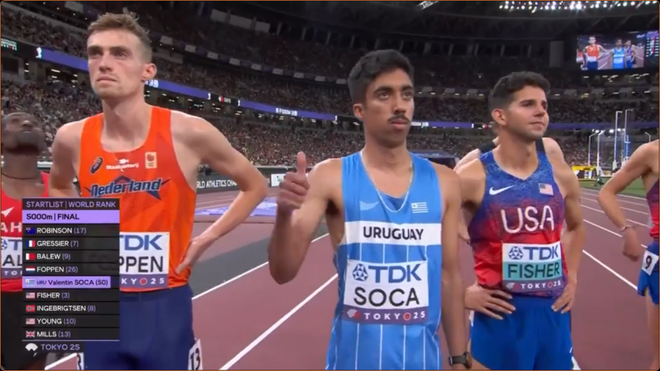 Valentín Soca en el mundial de atletismo de Tokio 2025