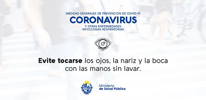 Afiches de difusión sobre prevención del coronavirus Evitar contacto con ojos, nariz y boca sin lavarse las manos