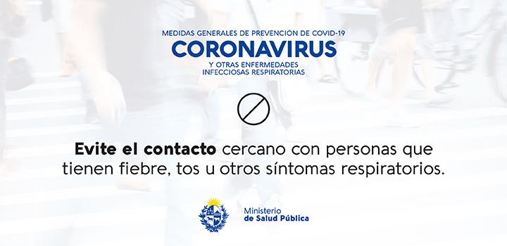 Afiches de difusión sobre prevención del coronavirus Evitar contacto con personas que tienen fiebre, tos u otros síntomas respiratorios