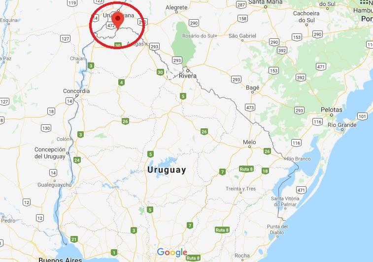 Lugar donde fueron hallados los cargadores de fusil tipo AR 15 Paso del León, Artigas