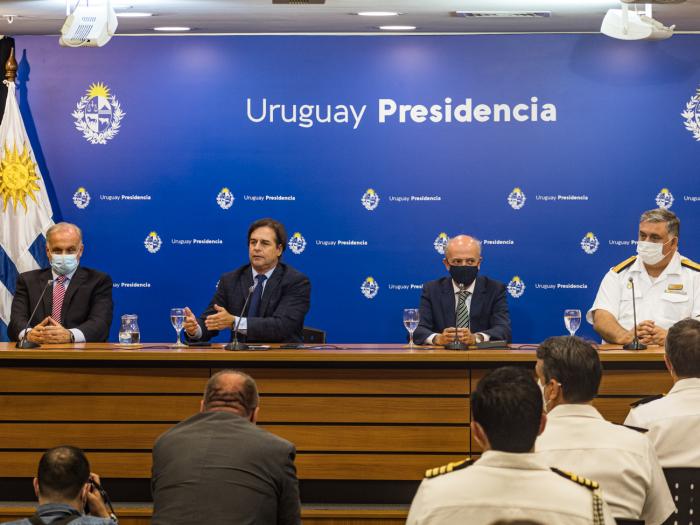 Subsec. Rivera Elgue, presidente Lacalle Pou, ministro Javier García,comandante Armada, Jorge Wilson