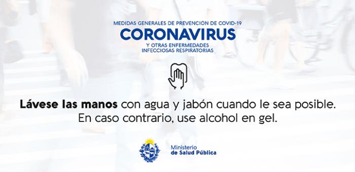 Afiche de prevención del coronavirus: lavarse las manos con agua y jabón