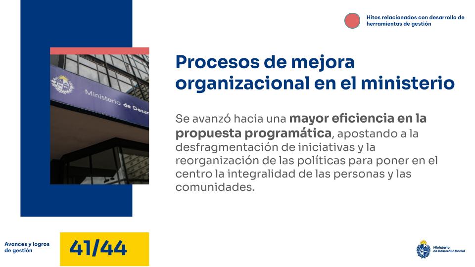 Procesos de mejora organizacional en el ministerio
