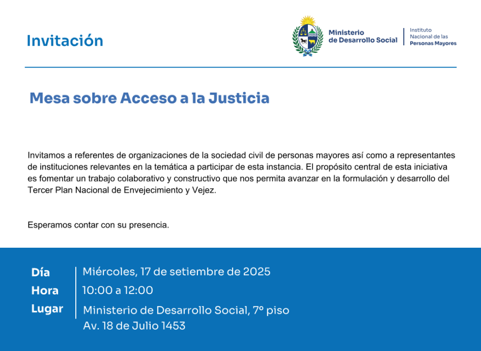 Invitación a la Mesa sobre Acceso a la Justicia