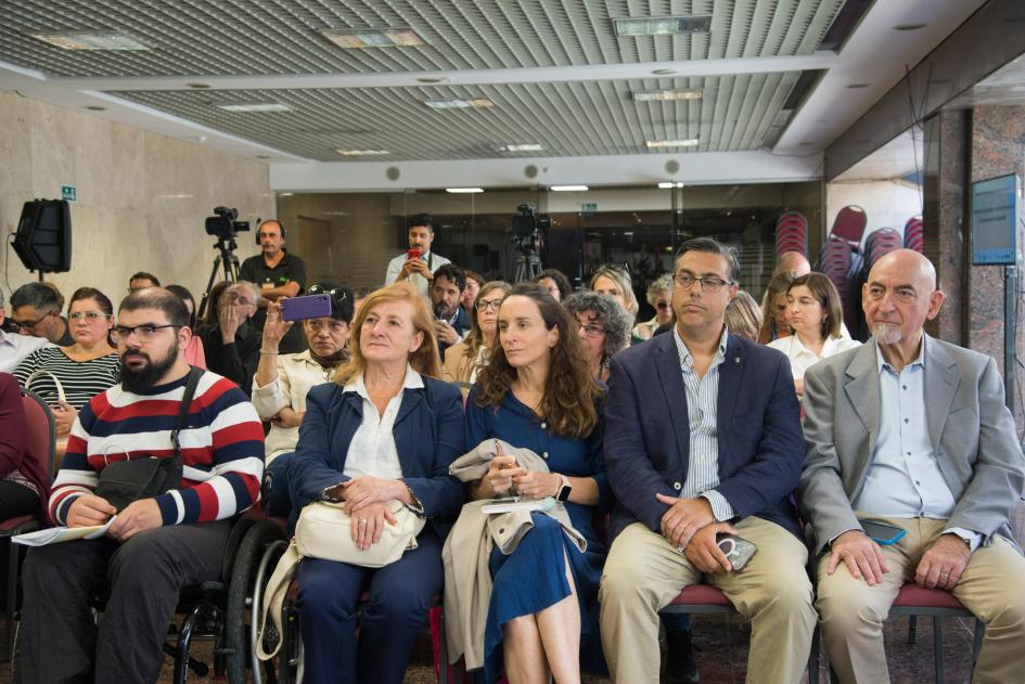 Primera fila de autoridades en el auditorio: Carmen Sanguinetti, Nicolás Scarela y Juan Meré Proyecto "El derecho a la igualdad y no discriminación de las personas con discapacidad" 6