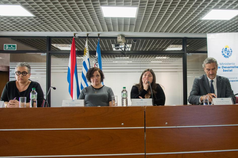 Mesa de expositores en la actividad: Jimena Fernandez, Antonia Irazabal, Karen Sass y Pablo Ruiz Proyecto "El derecho a la igualdad y no discriminación de las personas con discapacidad" 2