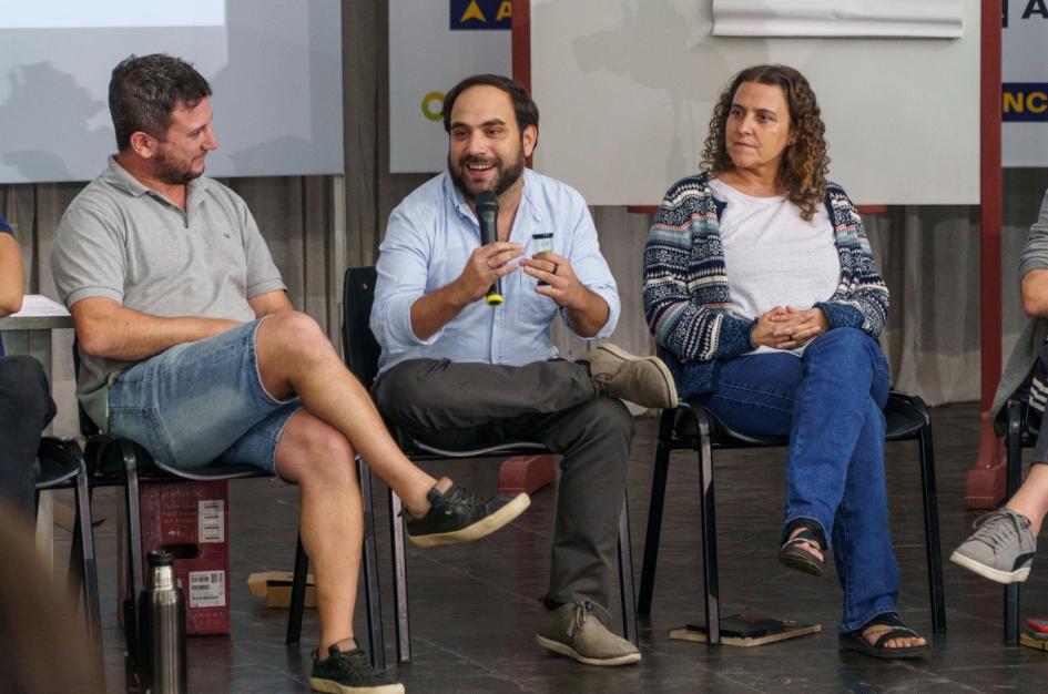 El ministro Civila, la directora Clara y el director Fernández en la primer jornada de trabajo El ministro Civila, la directora Clara y el director Fernández en la primer jornada de trabajo