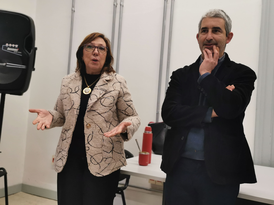 Directora de la Secretaría Nacional de Cuidados, Susana Muñiz; y presidente de ANEP, Pablo Caggiani