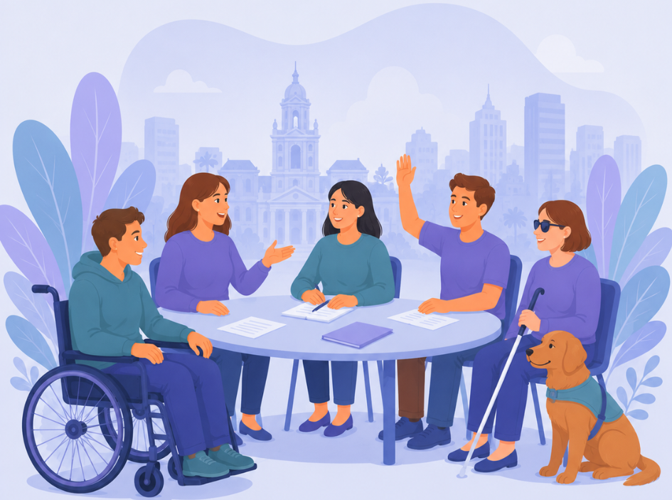 Ilustración de personas conversando alrededor de una mesa redonda Ilustración de personas conversando alrededor de una mesa redonda