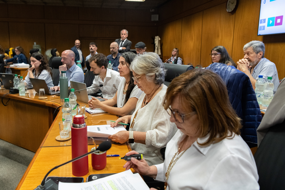 Autoridades del Ministerio de Desarrollo Social en Comisión de Presupuesto del Senado.