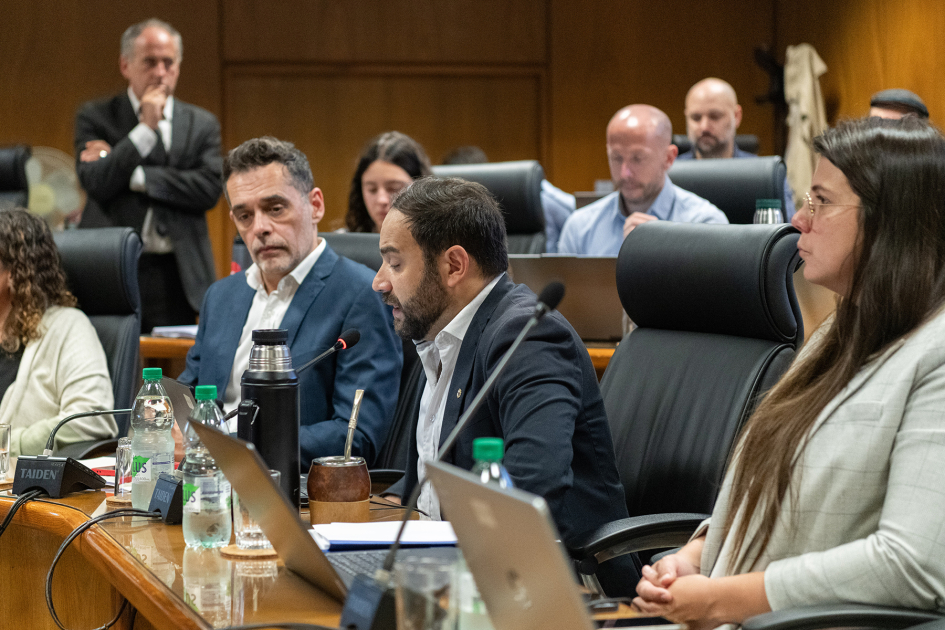 Autoridades del Ministerio de Desarrollo Social en Comisión de Presupuesto del Senado.