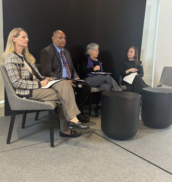 Mónica Xavier durante la actividad Metodología costeo de la Violencia Basada en Género (VBG)