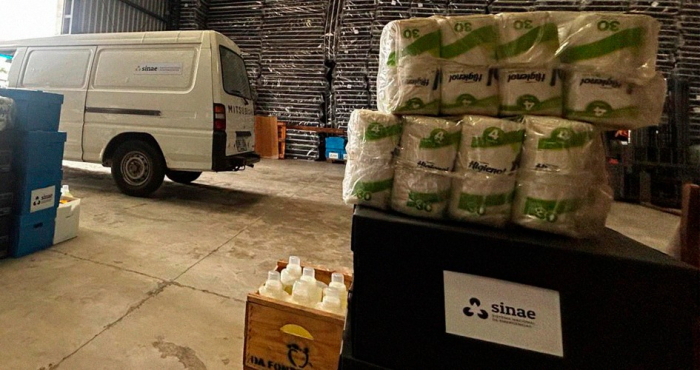 Productos de limpieza proporcionados por Sinae