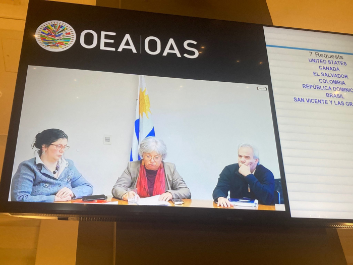 Mónica Xavier durante su intervención en la 8va. reunión de autoridades de la OEA. Mónica Xavier durante su intervención en la 8va. reunión de autoridades de la OEA.