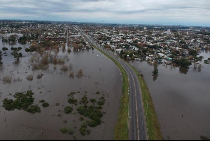 Vista aérea de inundación en Durazno