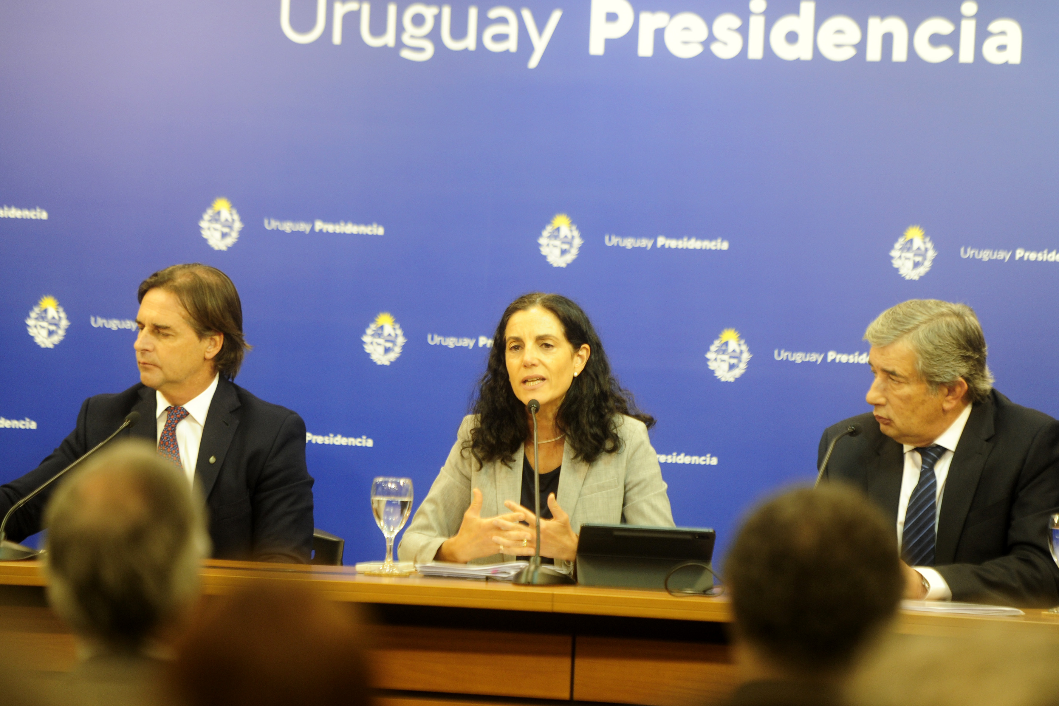 Presidente Lacalle, ministra Arbeleche, ministro Arizti