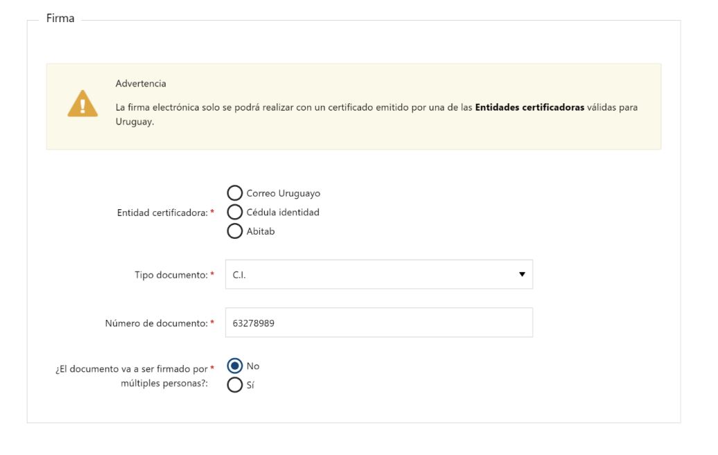 Captura de validación de firma