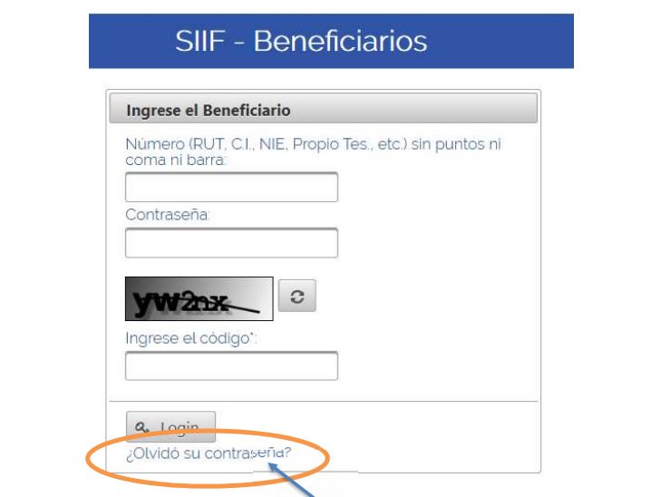 Ingreso a través de Olvidé mi contraseña