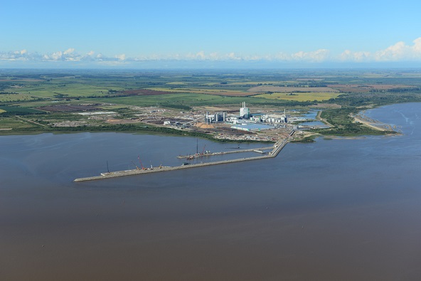 Foto áerea de la zona franca de Punta Pereira