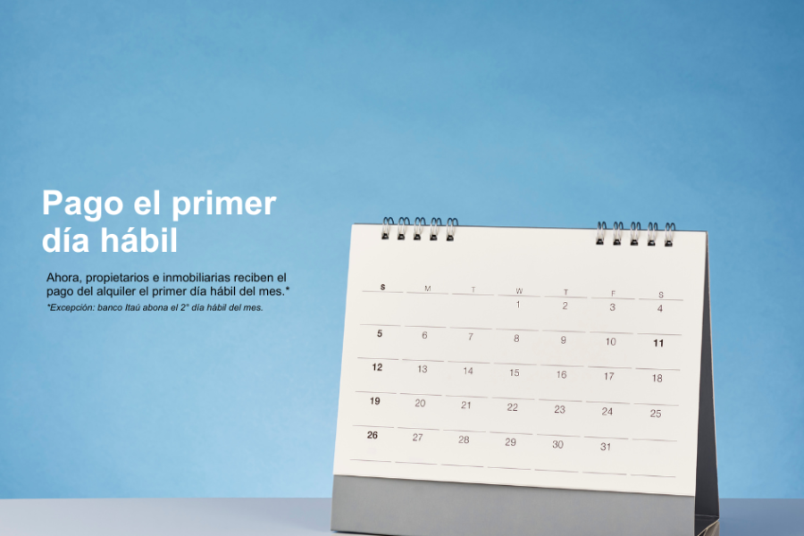 Foto de almanaque y texto sobre el cambio en el día de pago a arrendadores.
