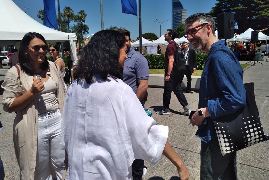 Ministra Azucena Arbeleche, presidenta de ANDE Carmen Sánchez, presidente SODRE Martín Inthamoussú