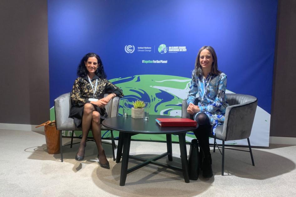 Ministra Azucena Arbeleche, Helen Whately, subsecretaria del Ministerio de Economía del Reino Unido COP26