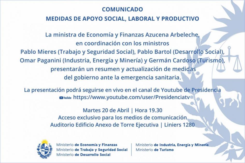 Medidas de apoyo social, laboral y productivo Comunicado