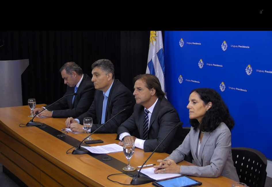 Delgado, Alfie, Lacalle y Arbeleche Conferencia de prensa en Torre Ejecutiva