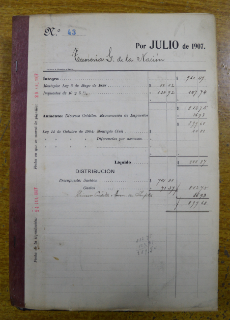 Documento de archivo de la TGN de 1907 Documento de archivo de la TGN de 1907