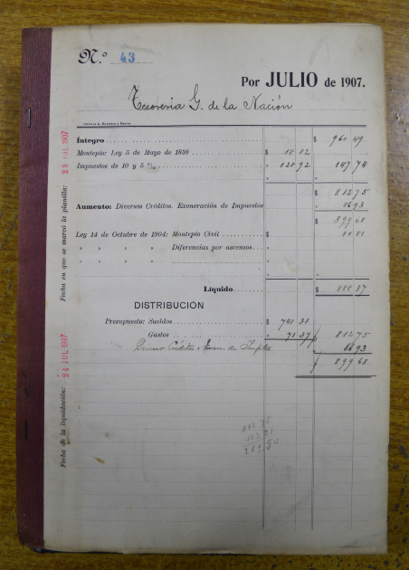 Documento de archivo de la TGN de 1907