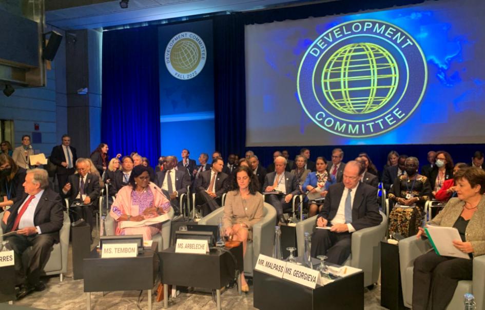 Ministra Arbeleche presidiendo el Comité de Desarrollo Jornadas Anuales BM-FMI