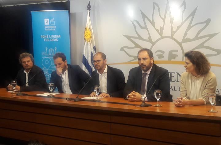 Martín Papich, Christian di Candia, Juan Andrés Roballo, Pablo Ferreri, Mariana Secco Presentación rodaje filme internacional