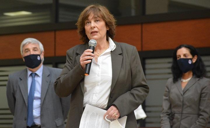Asunción de Magela Manfredi como encargada de despacho de CGN Subsecretario Alejandro Irastorza, encargada de despacho de CGN Magela Manfredi y Ministra Azucena Arbeleche