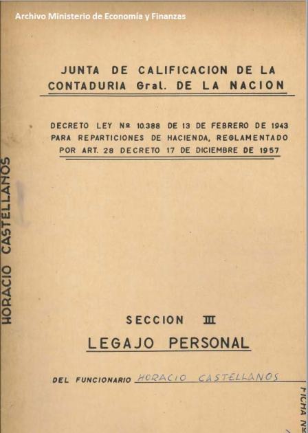 Imagen 2: legajo Horacio Castellanos. Archivo MEF.