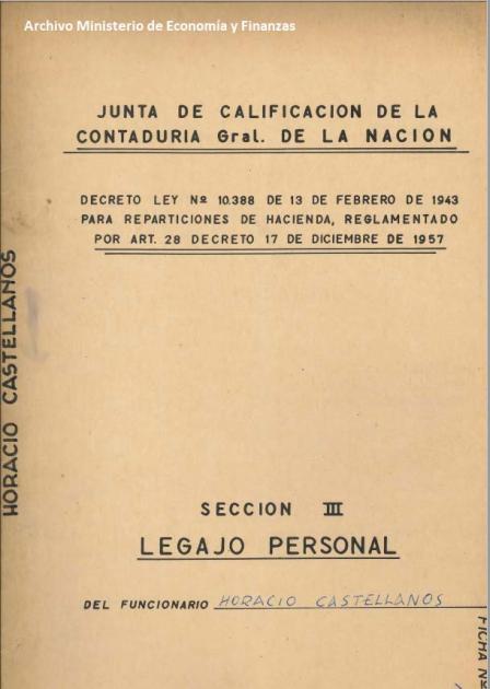 Imagen 2: legajo Horacio Castellanos. Archivo MEF. Imagen 2: legajo Horacio Castellanos. Archivo MEF.