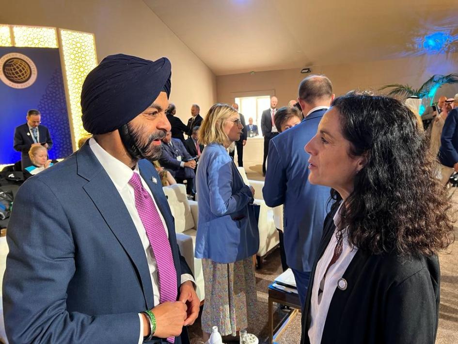 Presidente del Banco Mundial Ajay Banga y ministra Azucena Arbeleche Presidente del Banco Mundial Ajay Banga y ministra Azucena Arbeleche